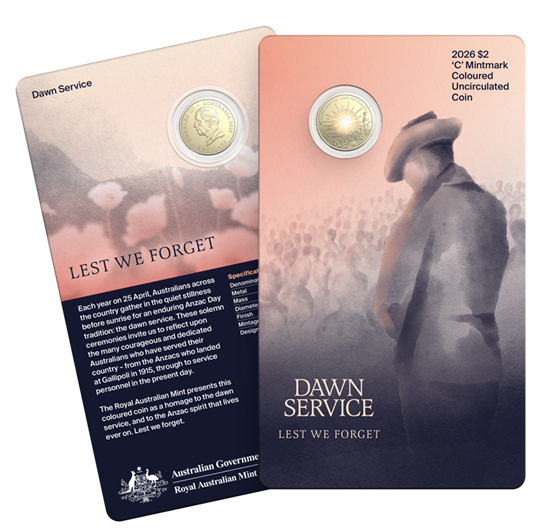 2026 Dawn Service – $2 'C' Mintmark Coloured Uncirculated Coin | Royal Australian Mint