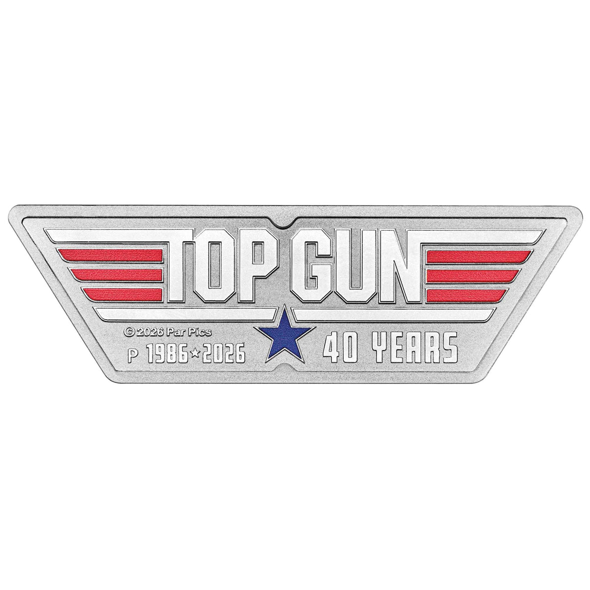 40 Years of Top Gun 2026 1oz Silver Coloured Logo-Shaped Coin