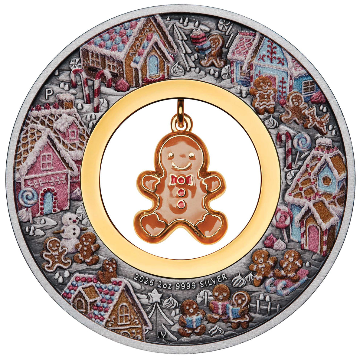 Gingerbread Christmas 2026 2oz Silver Antiqued Coloured Coin