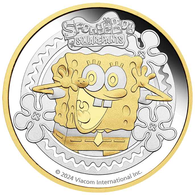 2024 $2 SpongeBob SquarePants 2oz Silver Proof Gilded Coin – Pineapple Home