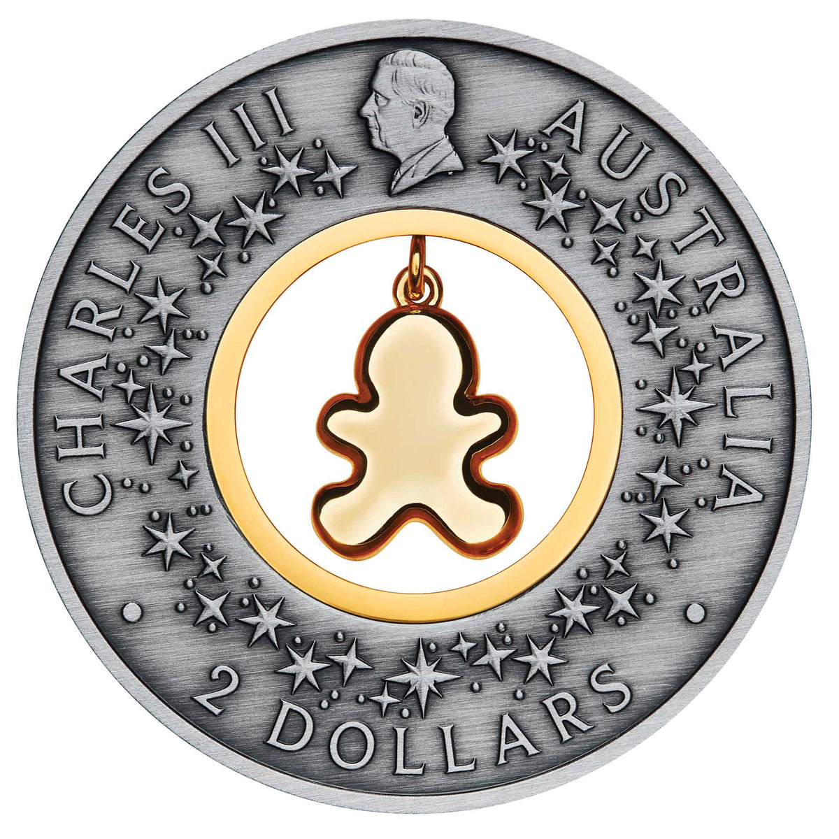 Gingerbread Christmas 2026 2oz Silver Antiqued Coloured Coin