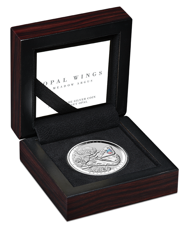 2026 Australian Opal Wings - Meadow Argus 1oz Silver Proof Coin with Opal Insert