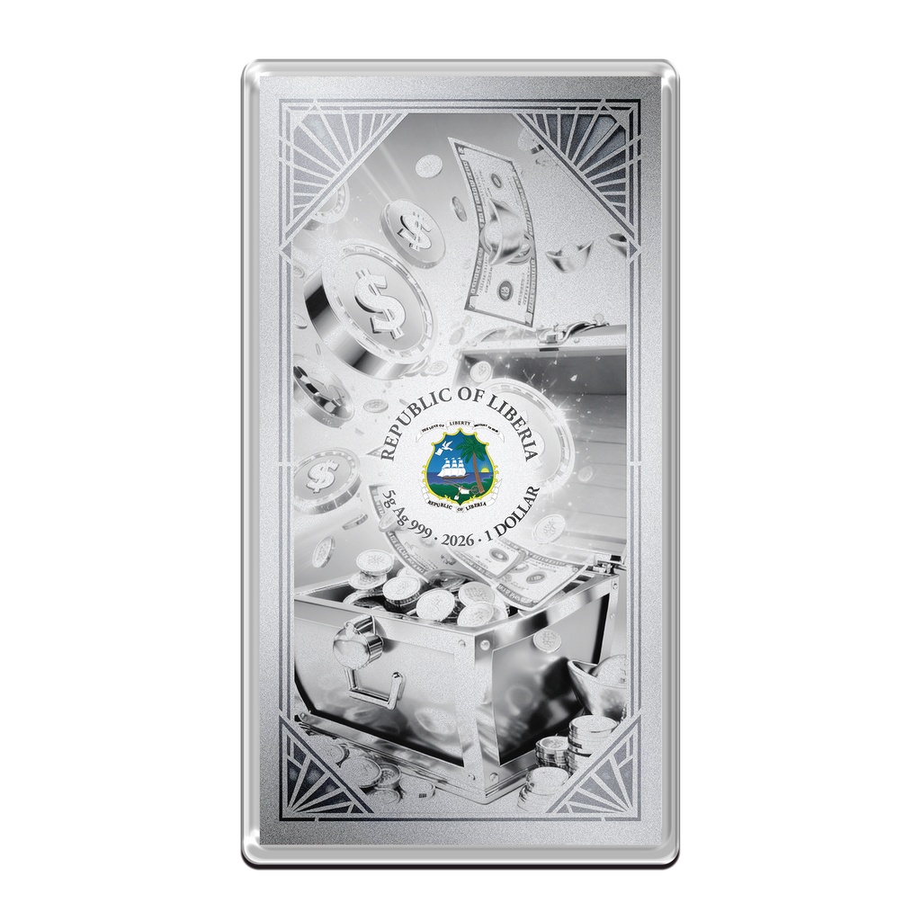 2026 Liberia Winning Lottery Scratch Ticket 5g Silver Foil Note