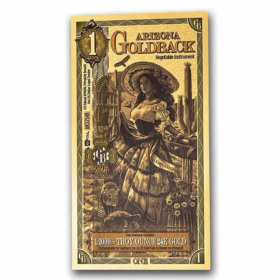 2025 Arizona 1 Goldback – Aurum 24K Gold Foil Note
