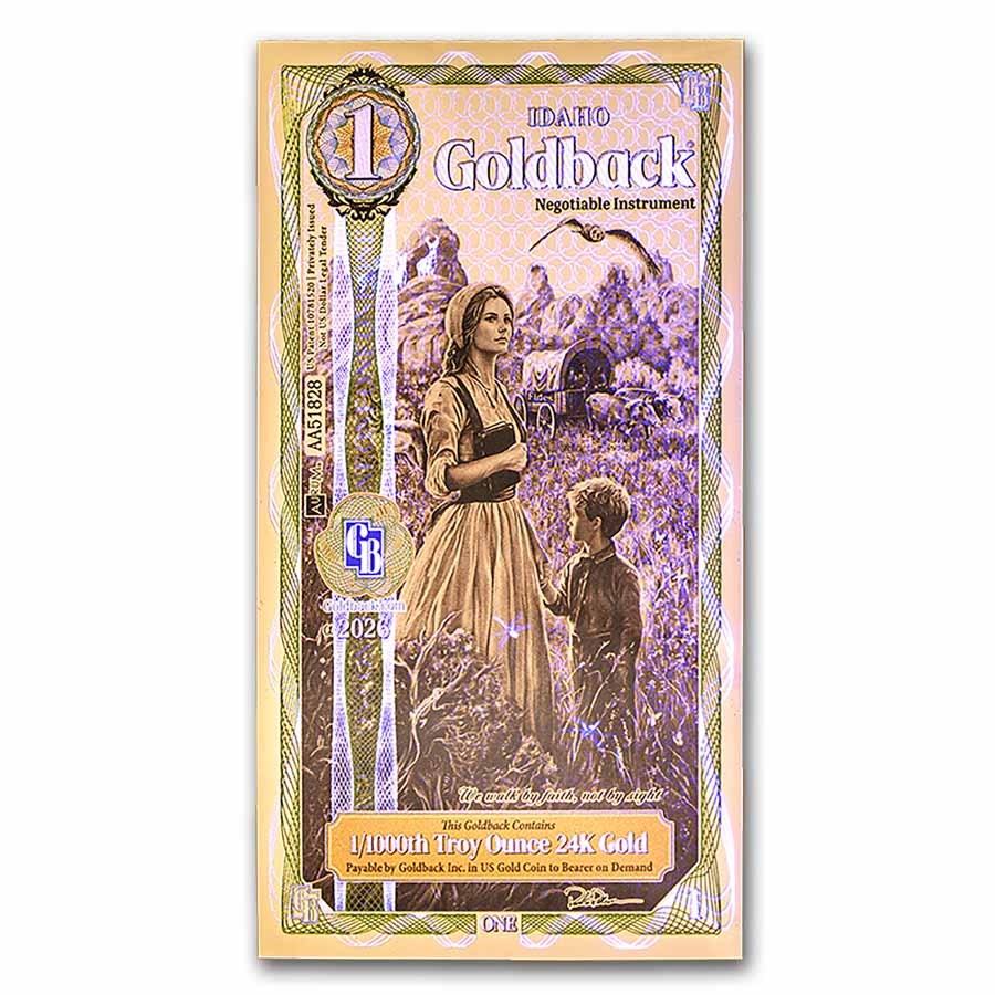 2026 Idaho 1 Goldback – Aurum® 24K Gold Foil Note