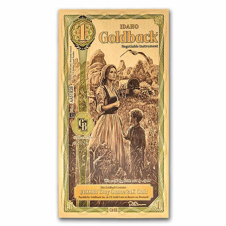 2026 Idaho 1 Goldback – Aurum® 24K Gold Foil Note