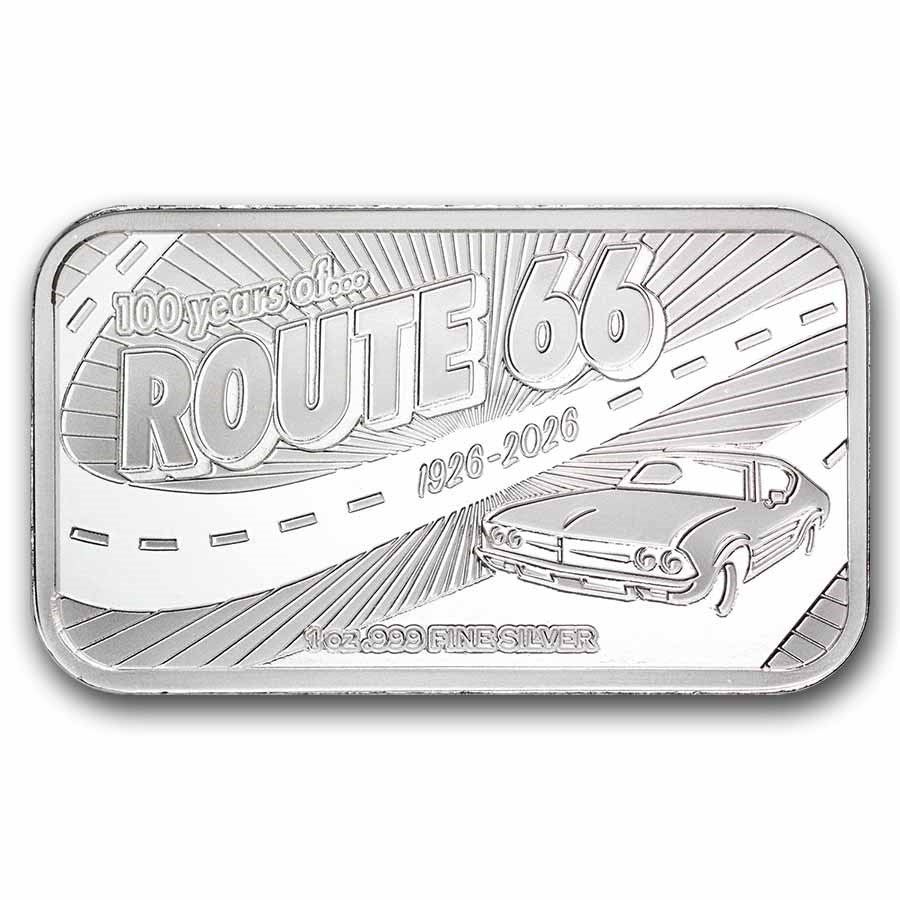 1 oz Silver Colorized Bar - Route 66 100th Anniversary