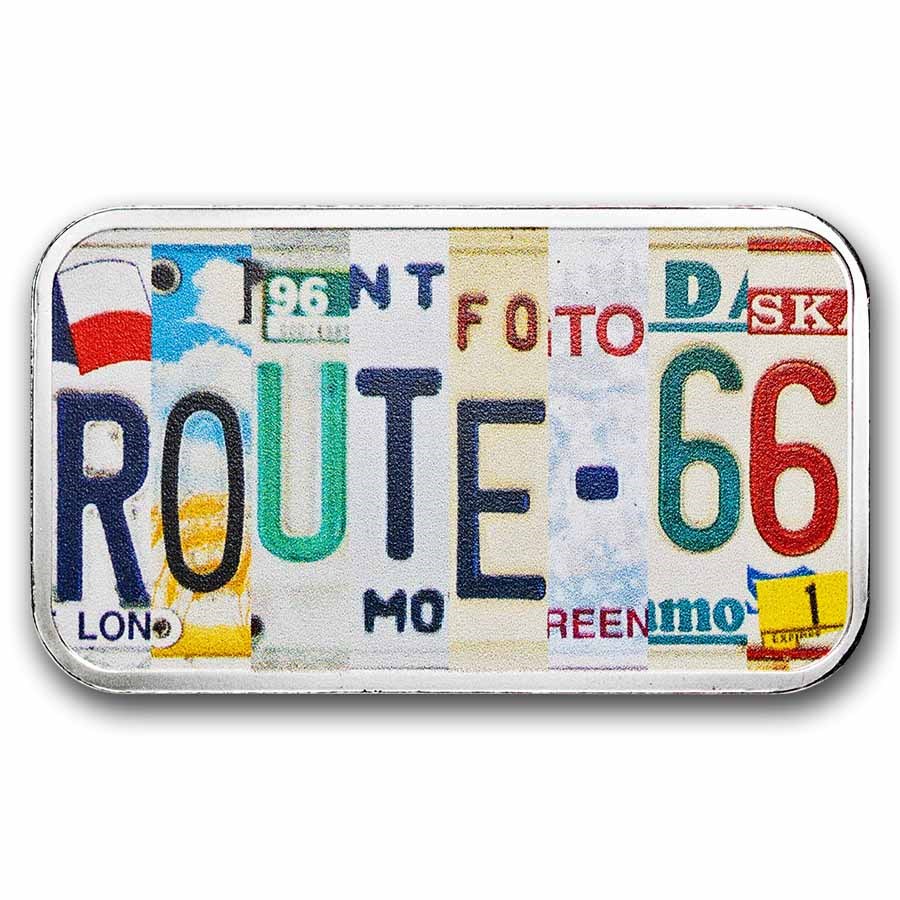 1 oz Silver Colorized Bar - Route 66 100th Anniversary