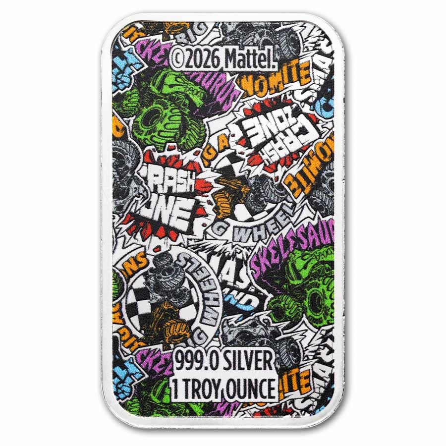 2026 Hot Wheels™ Monster Truck Mega Wrex – 1 oz .999 Fine Silver Colorized Bar