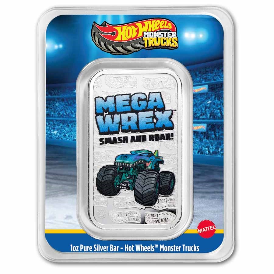 2026 Hot Wheels™ Monster Truck Mega Wrex – 1 oz .999 Fine Silver Colorized Bar