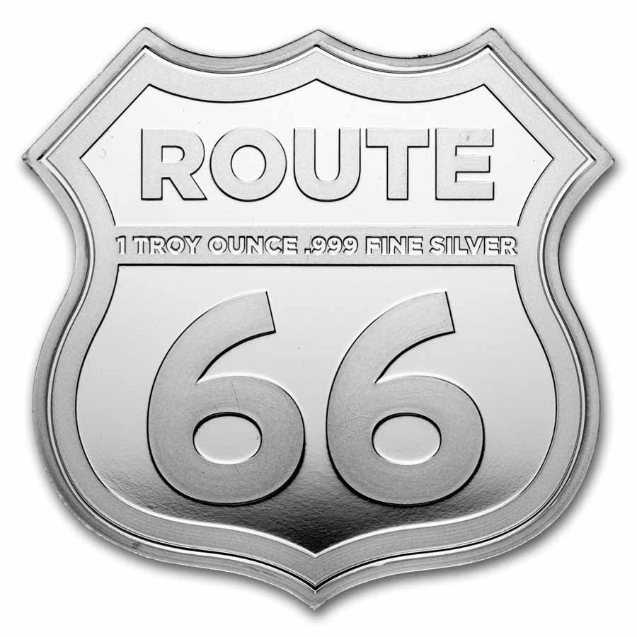 1 oz Silver Shield - Route 66 100th Anniversary (w/ Tin)