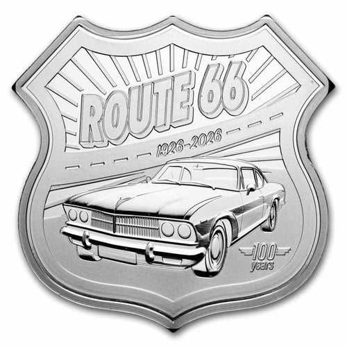 1 oz Silver Shield - Route 66 100th Anniversary (w/ Tin)