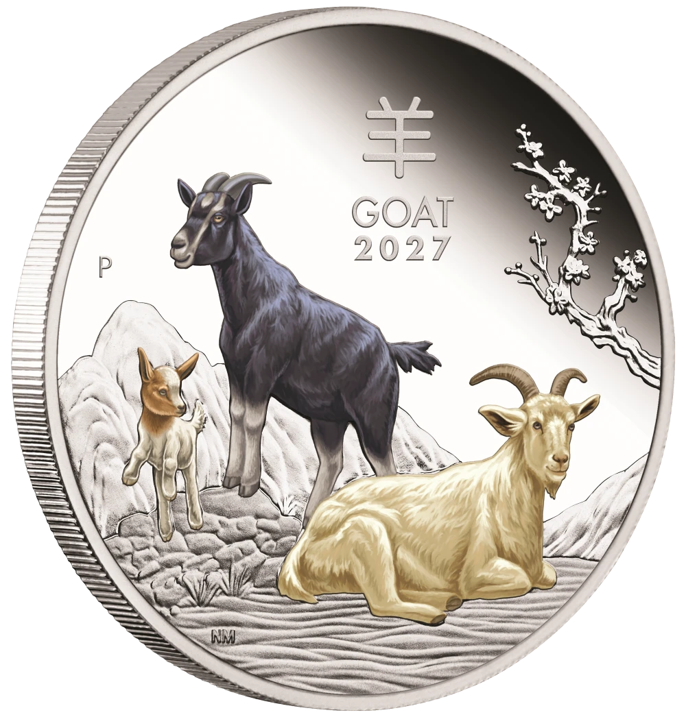Australian Lunar Series III 2027 Year of the Goat 1oz Silver Trio – The Perth Mint
