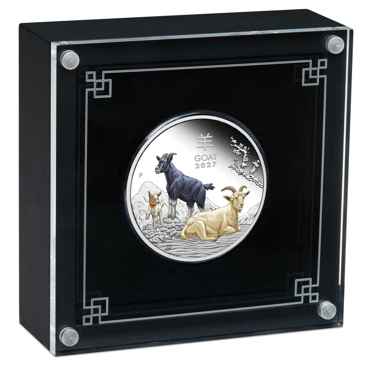 Australian Lunar Series III 2027 Year of the Goat 1oz Silver Proof Coloured Coin.