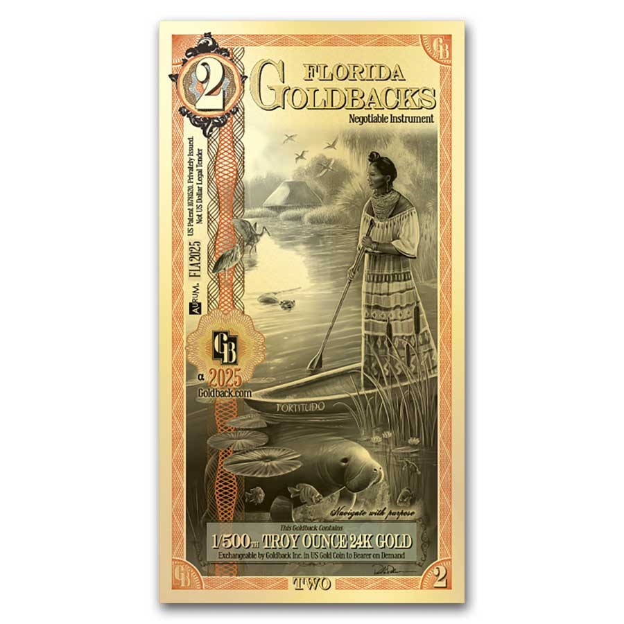 2025 Florida 2 Goldback – Aurum 24K Gold Foil Note