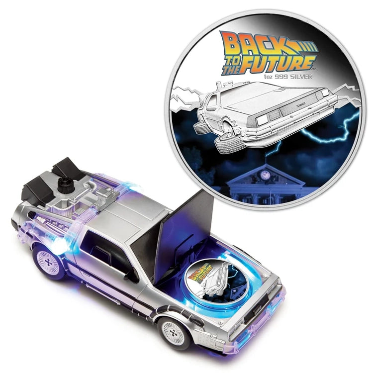 2015 Back to the Future 30th Anniversary 1oz Silver Proof Coin – DeLorean Car Model