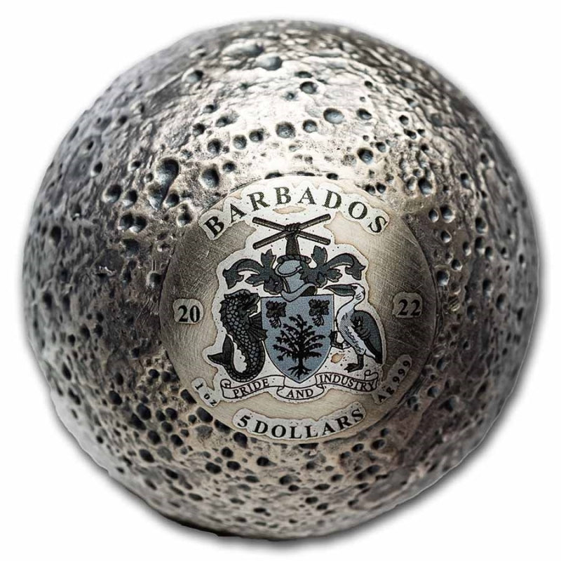 2022 Barbados $5 Mercury Sphere – 1 oz Silver Antiqued Coin