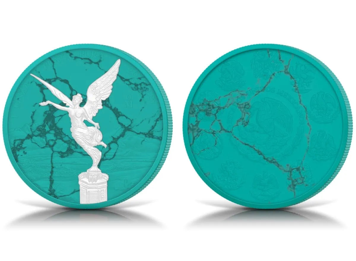 2024 Mexico Libertad – Turquoise Marble Collection 1oz Silver Coin – 500 Mintage