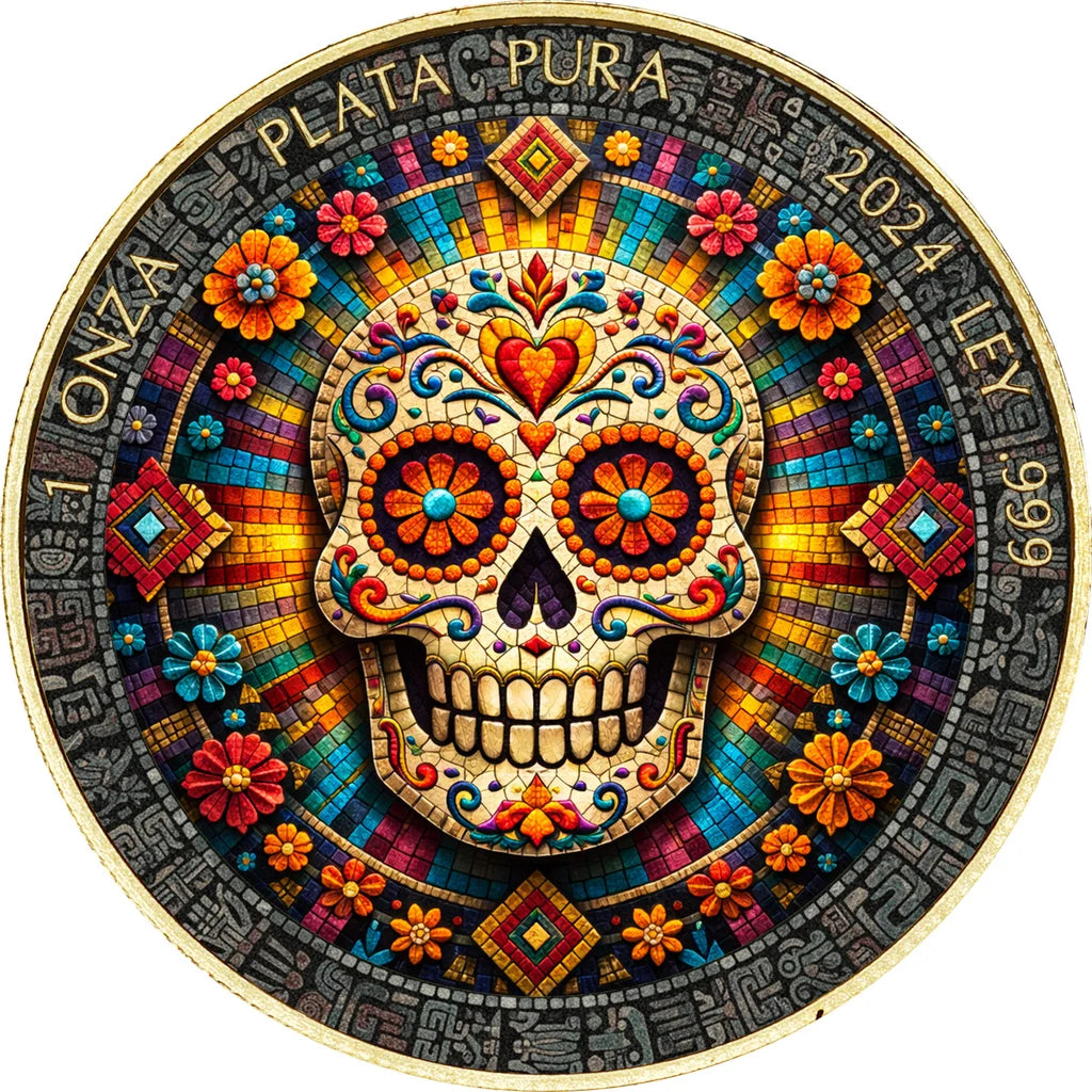 2024 Mexico Libertad Mosaic Sugar Skull Edition 1 oz Silver Coin