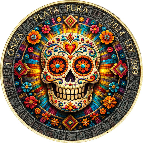 2024 Mexico Libertad Mosaic Sugar Skull Edition 1 oz Silver Coin