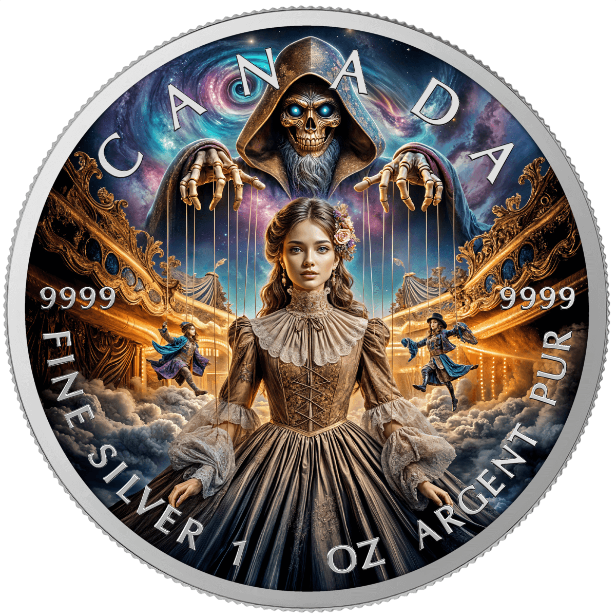 2025 Canada Maple Leaf – The Puppeteer 1 oz Silver Colorized Coin
