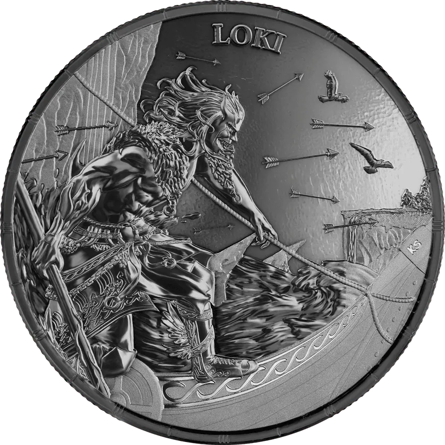 2025 Germania Ragnarök: Loki – 1oz Black Silver BU Coin