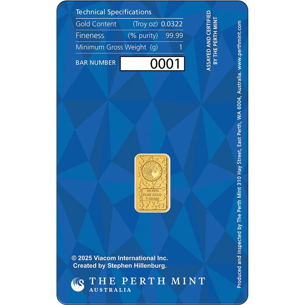 2025 SpongeBob SquarePants 1g Gold Minted Bar