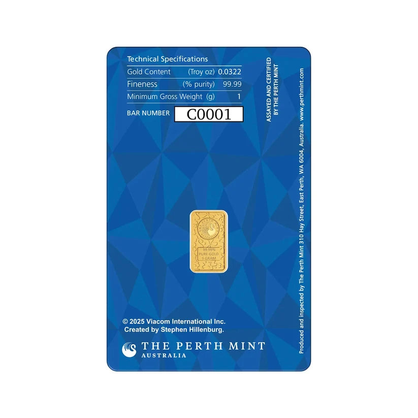 SpongeBob SquarePants 1g Gold Coloured Minted Bar
