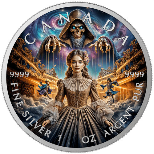 2025 Canada Maple Leaf The Puppeteer 1oz .9999 Silver Colorized Coin SCE Coins mintage 200