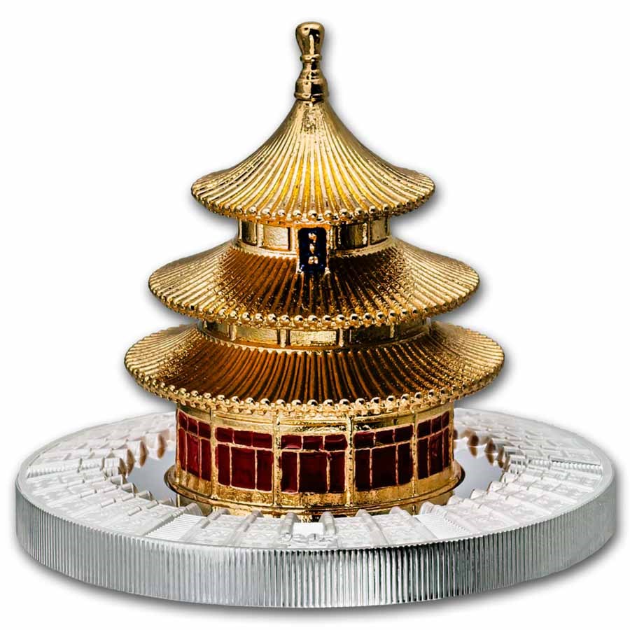 2025 Samoa Temple of Heaven 3oz silver full sculpture shaped collectible coin inspired by the famous Beijing architectural landmark