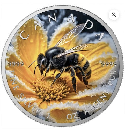 2025 Winter Bumblebee Canada Maple Leaf 1oz Silver Coin
