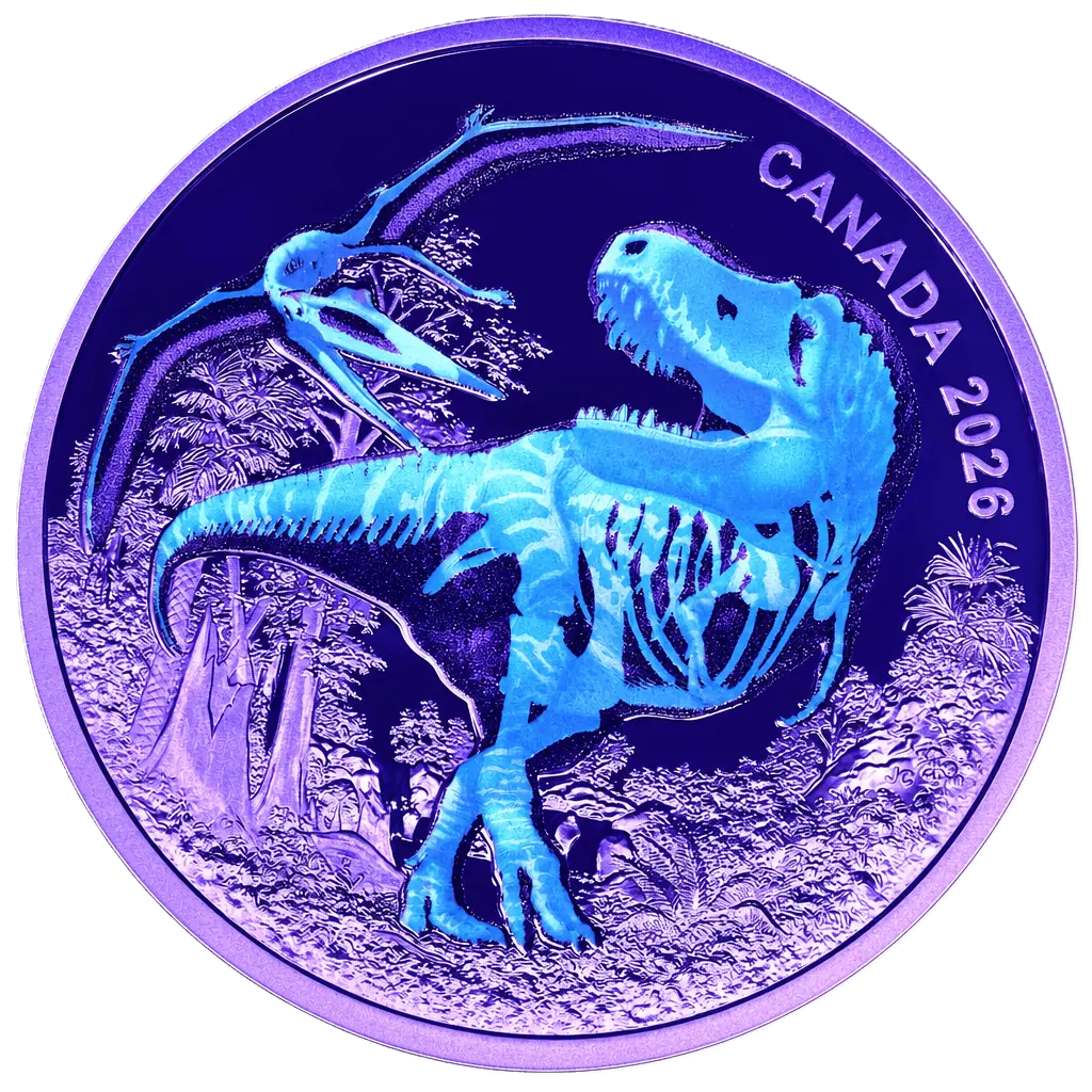2026 Canada T. rex – 1oz Fine Silver Proof Coin – Black Light Reveal