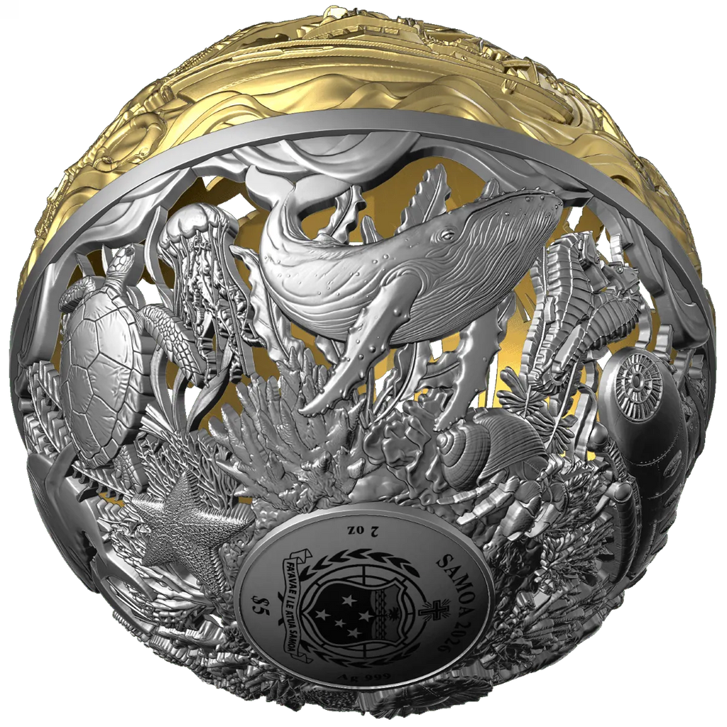 Sea & Surface Spherical Filigree 2oz Silver Coin – 2026