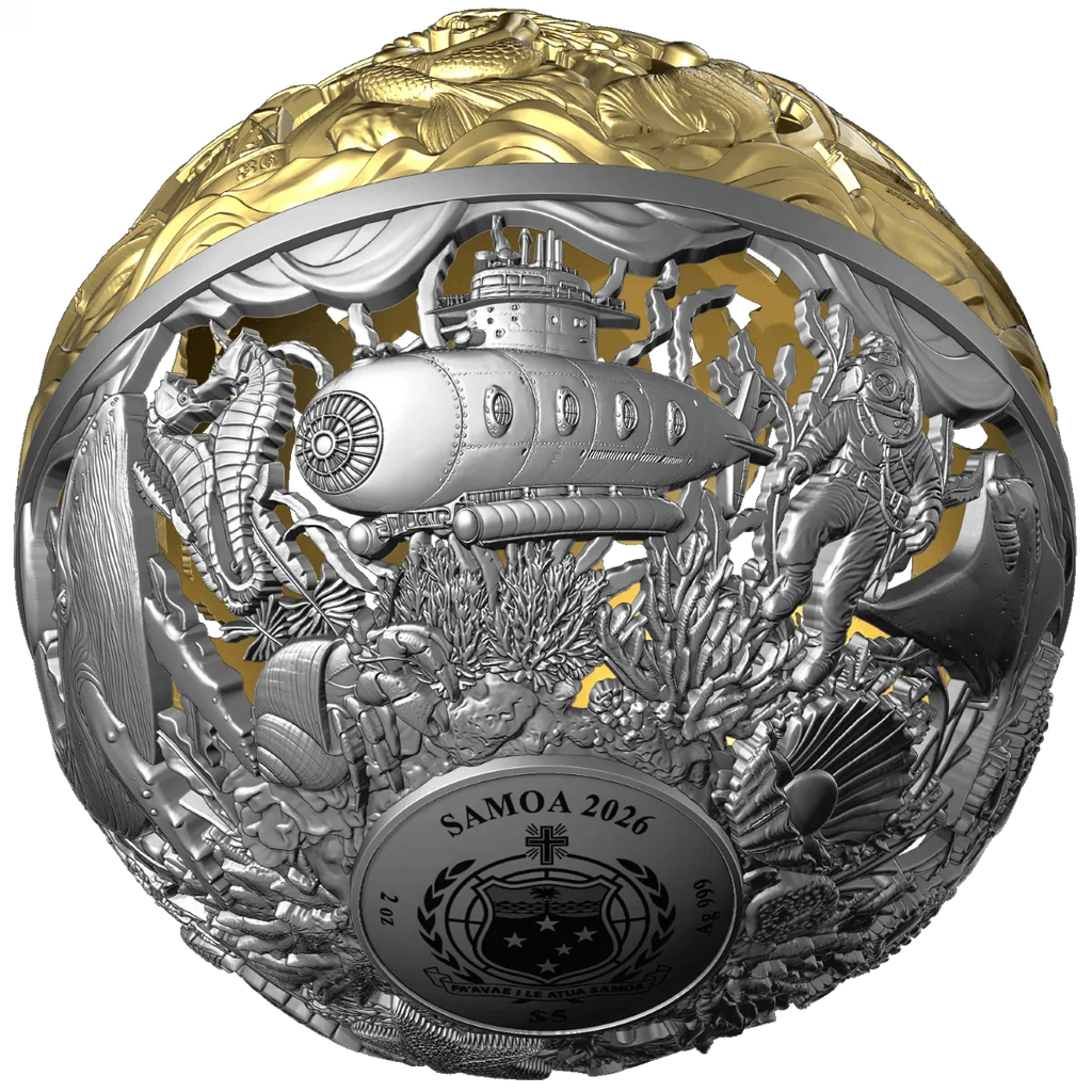 Sea & Surface Spherical Filigree 2oz Silver Coin – 2026