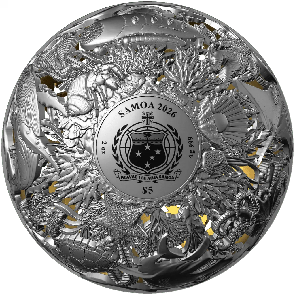 Sea & Surface Spherical Filigree 2oz Silver Coin – 2026