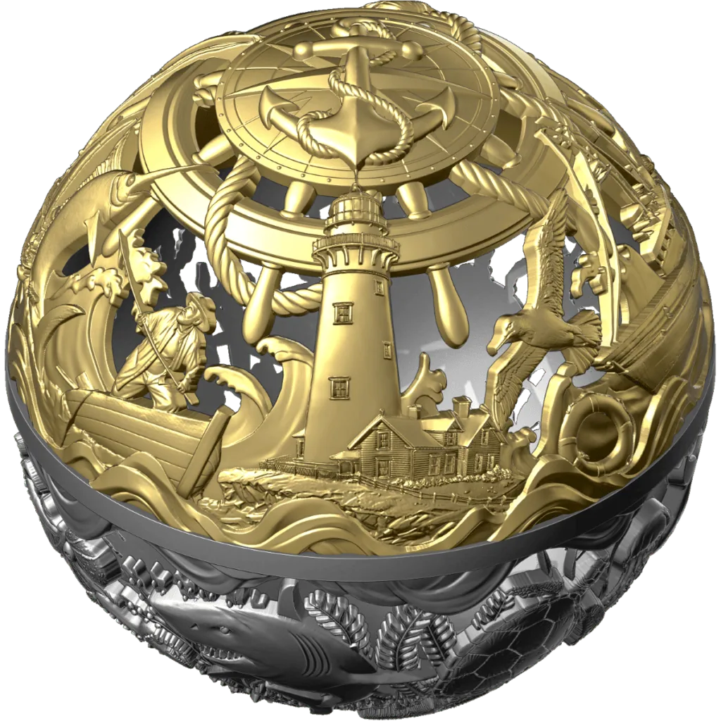 Sea & Surface Spherical Filigree 2oz Silver Coin – 2026