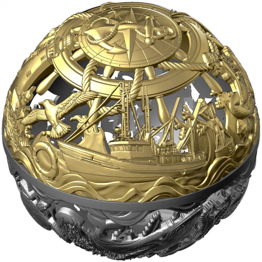 Sea & Surface Spherical Filigree 2oz Silver Coin – 2026