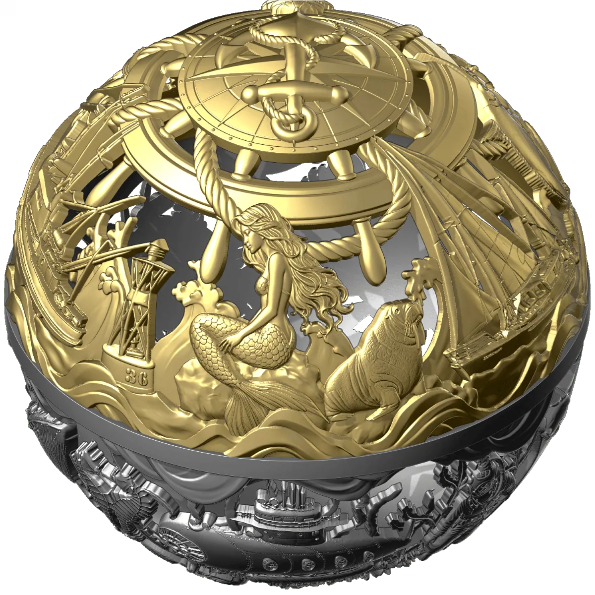 Sea & Surface Spherical Filigree 2oz Silver Coin – 2026
