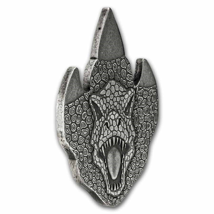 2026 Ghana 1/2 oz Silver Antique T-Rex Footprint Shaped Coin