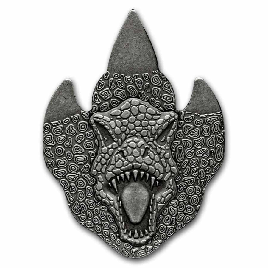 2026 Ghana 1/2 oz Silver Antique T-Rex Footprint Shaped Coin