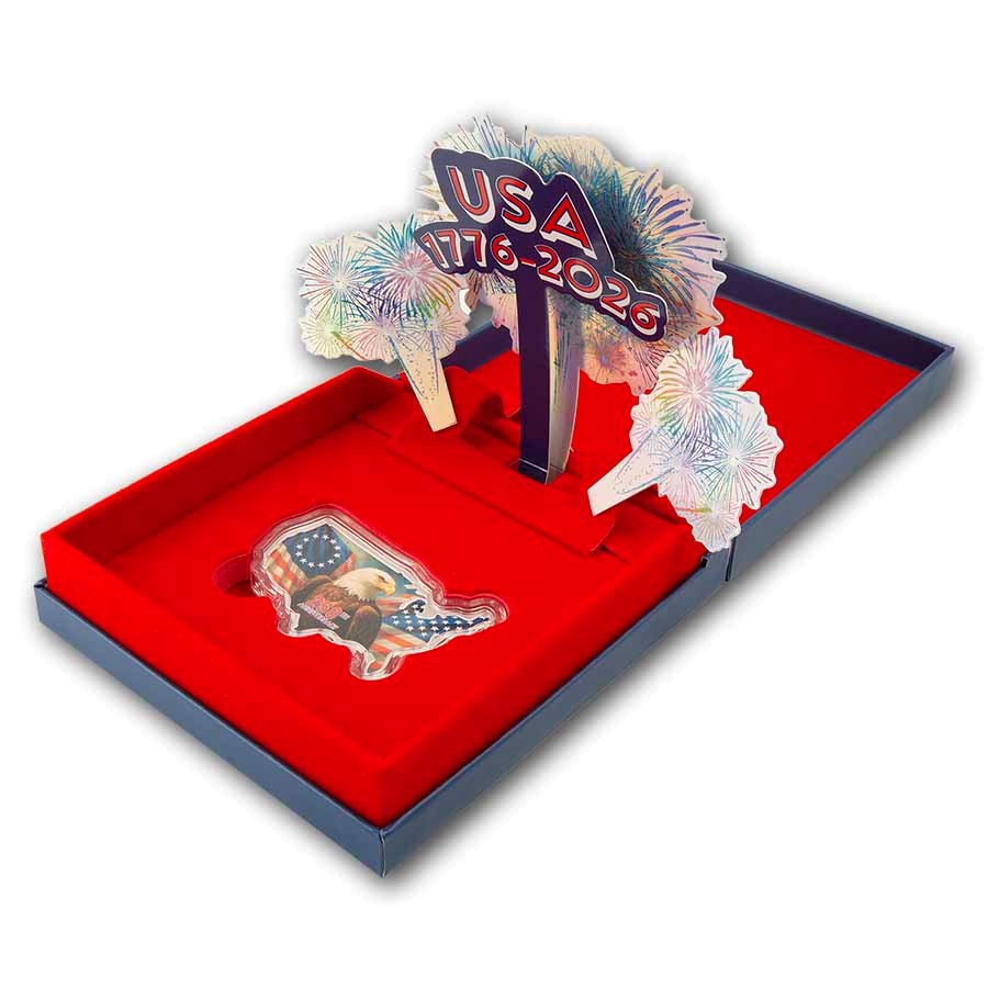 2026 PAMP USA 250th Anniversary Stars and Stripes 1oz Silver Colorized Shaped Coin