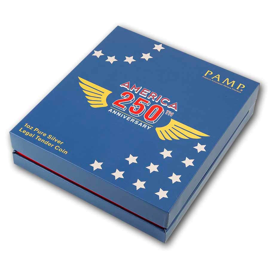 2026 PAMP USA 250th Anniversary Stars and Stripes 1oz Silver Colorized Shaped Coin