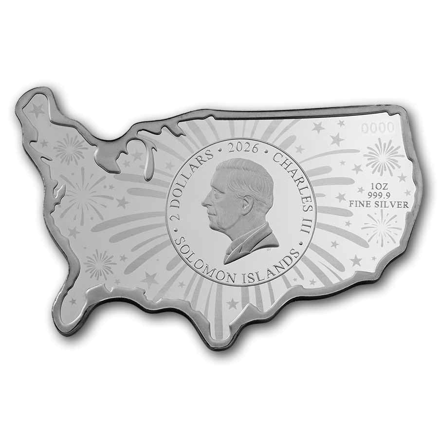 2026 PAMP USA 250th Anniversary Stars and Stripes 1oz Silver Colorized Shaped Coin