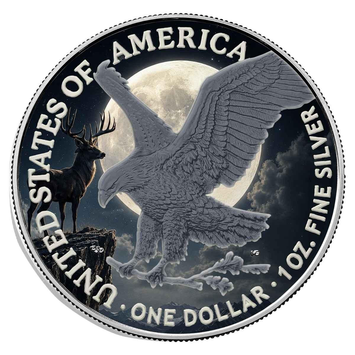 2026 American Silver Eagle Full Buck Moon Colorized 1oz Silver Coin