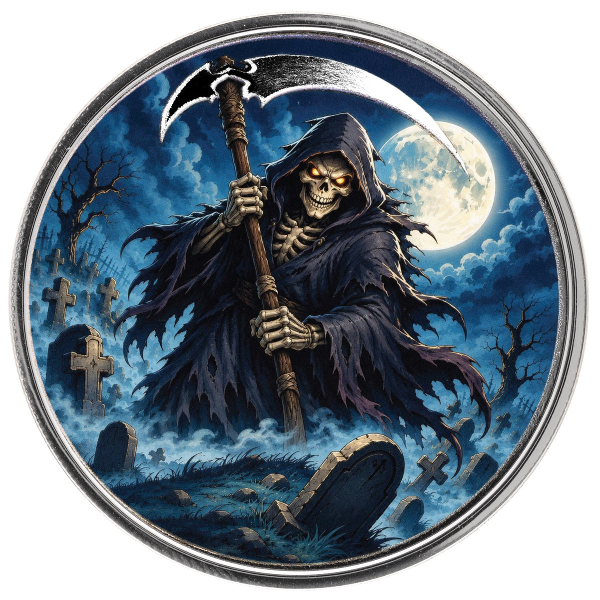 2026 Halloween Grim Reaper 1oz Silver Colorized Round