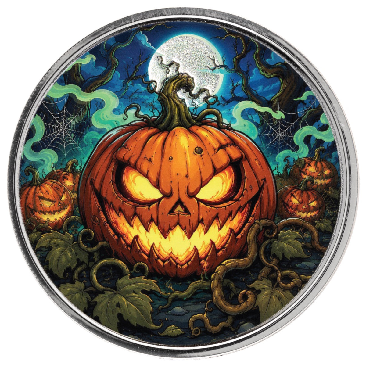 2026 Halloween Jack-O'-Lantern 1oz Silver Colorized Round