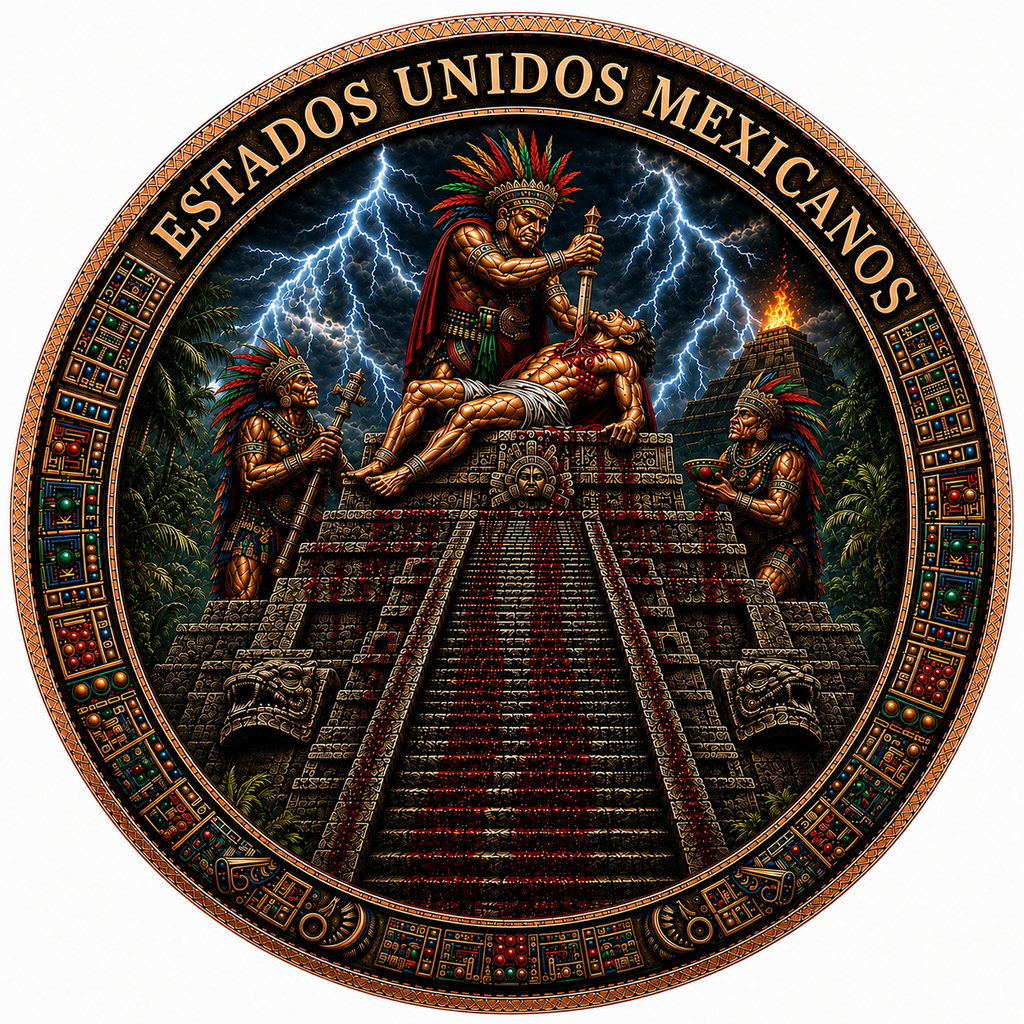 Aztec Sacrifice Colorized 5 oz Copper Medal