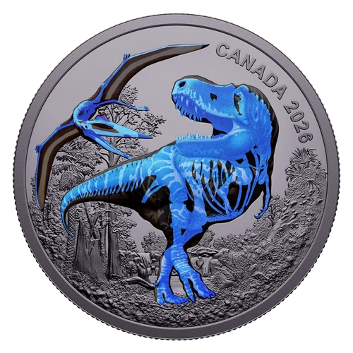 2026 Canada T. rex – 1oz Fine Silver Proof Coin – Black Light Reveal