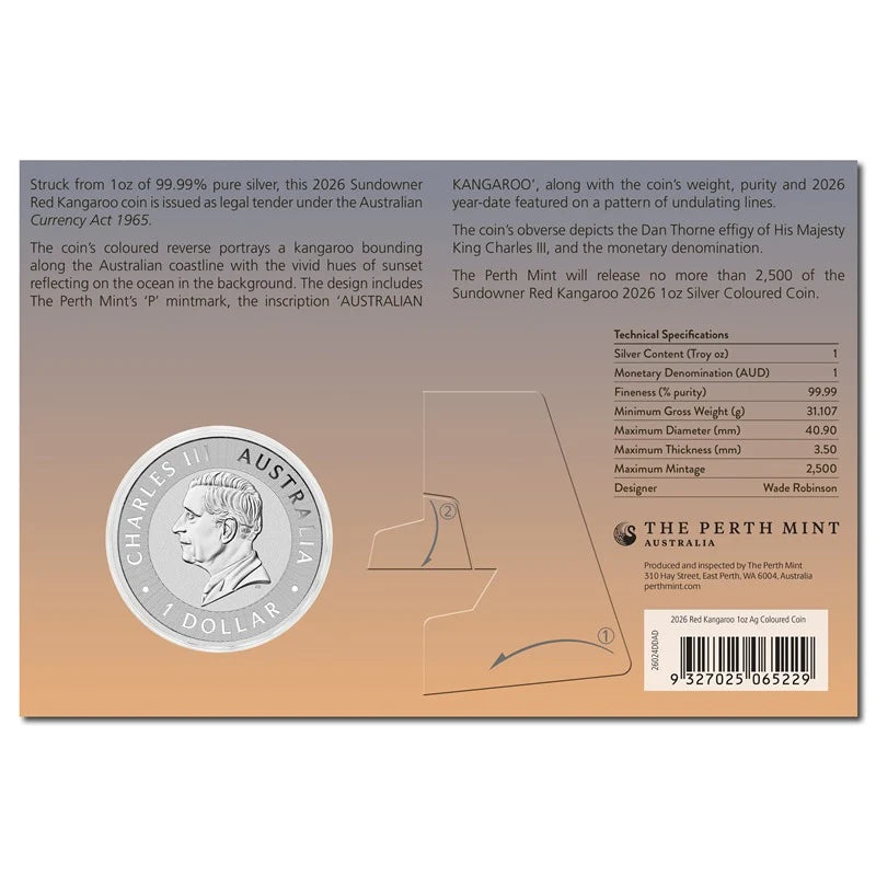 2026 Sundowner Red Kangaroo Coloured 1oz Silver Coin