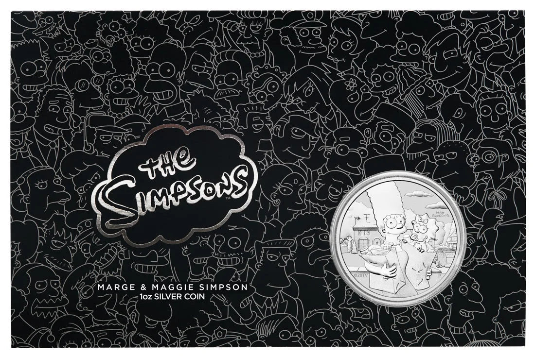 2021 Marge &amp; Maggie Simpson 1oz Silver Coin in Card